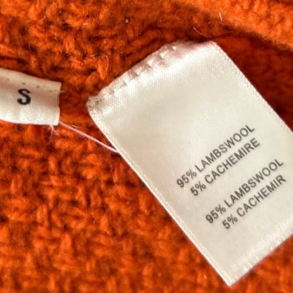 DONCASTER Lambswool /Cashmere Short Sleeve Open Collar Cardigan Sweater Orange S - Picture 3 of 5